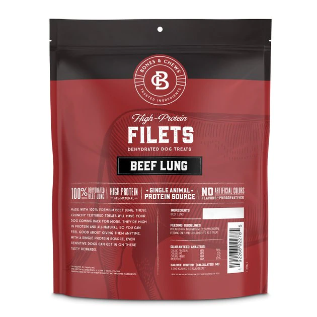 Bones & Chews All-Natural Beef Lung Filets Dehydrated Dog Treats 2 Bones & Chews All-Natural Beef Lung Filets Dehydrated Dog Treats - Image 2