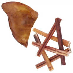 Bones & Chews Made in USA Pig Ear + Bully Stick 6" Dog Treats
