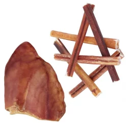 Bones & Chews Pig Ear Chews Treats + Bully Stick 6" Dog Treats