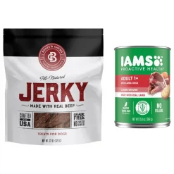 Iams||Bones & Chews Iams ProActive Health Adult With Lamb & Rice Pate Canned Food + Bones & Chews All Natural Grain-Free Jerky Made with Real Beef Dog Treats