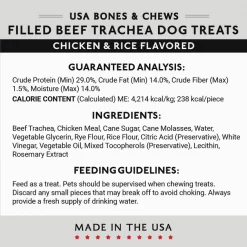 Bones & Chews Made in USA Chicken & Rice Flavored Filled Beef Trachea Dog Treats 7 Bones & Chews Made in USA Chicken & Rice Flavored Filled Beef Trachea Dog Treats -Bones & Chews || Coastal Pet Products Sales 297582 PT2. SY630 V1624300052