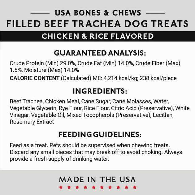 Bones & Chews Made in USA Chicken & Rice Flavored Filled Beef Trachea Dog Treats 3 Bones & Chews Made in USA Chicken & Rice Flavored Filled Beef Trachea Dog Treats - Image 3