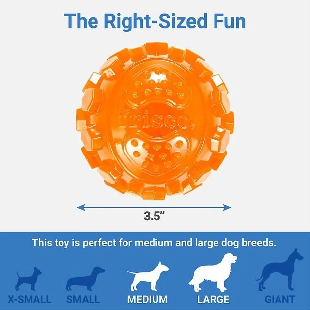Frisco||Bones & Chews Frisco Fetch TPR Squeaking Ball Dog Toy, Orange, X-Large + Bones & Chews Pig Ear Chews Dog Treats, 1 count 3 Frisco||Bones & Chews Frisco Fetch TPR Squeaking Ball Dog Toy, Orange, X-Large + Bones & Chews Pig Ear Chews Dog Treats, 1 count - Image 3